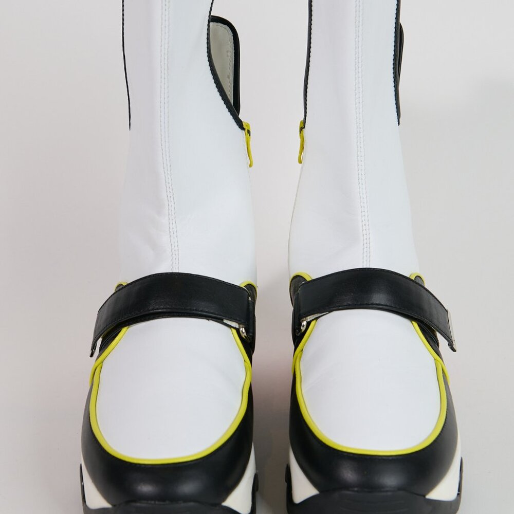iRi - White w/Yellow, Black Leather Boot - NWOT - Size 39